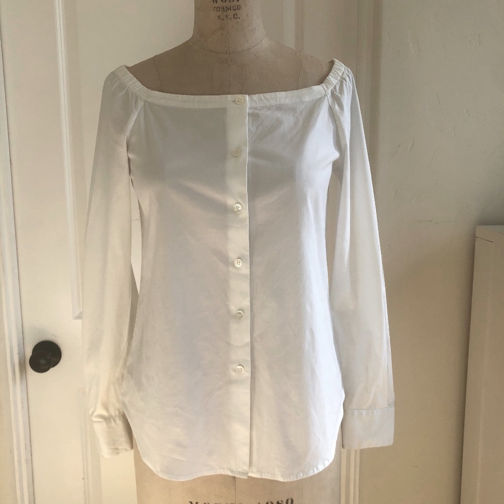 Theory Cotton Poplin Button Up Blouse